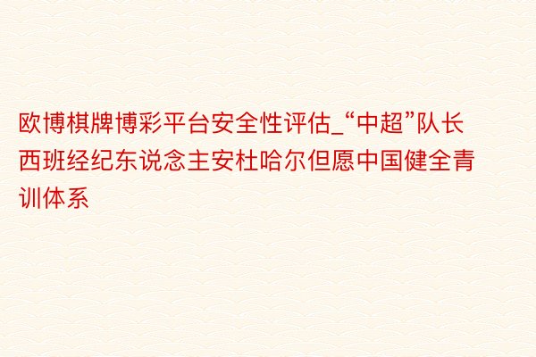 欧博棋牌博彩平台安全性评估_“中超”队长西班经纪东说念主安杜哈尔但愿中国健全青训体系