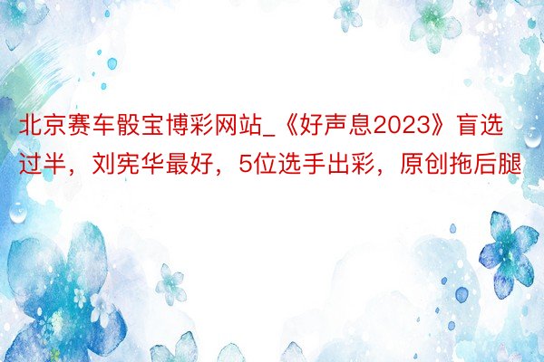 北京赛车骰宝博彩网站_《好声息2023》盲选过半，刘宪华最好，5位选手出彩，原创拖后腿